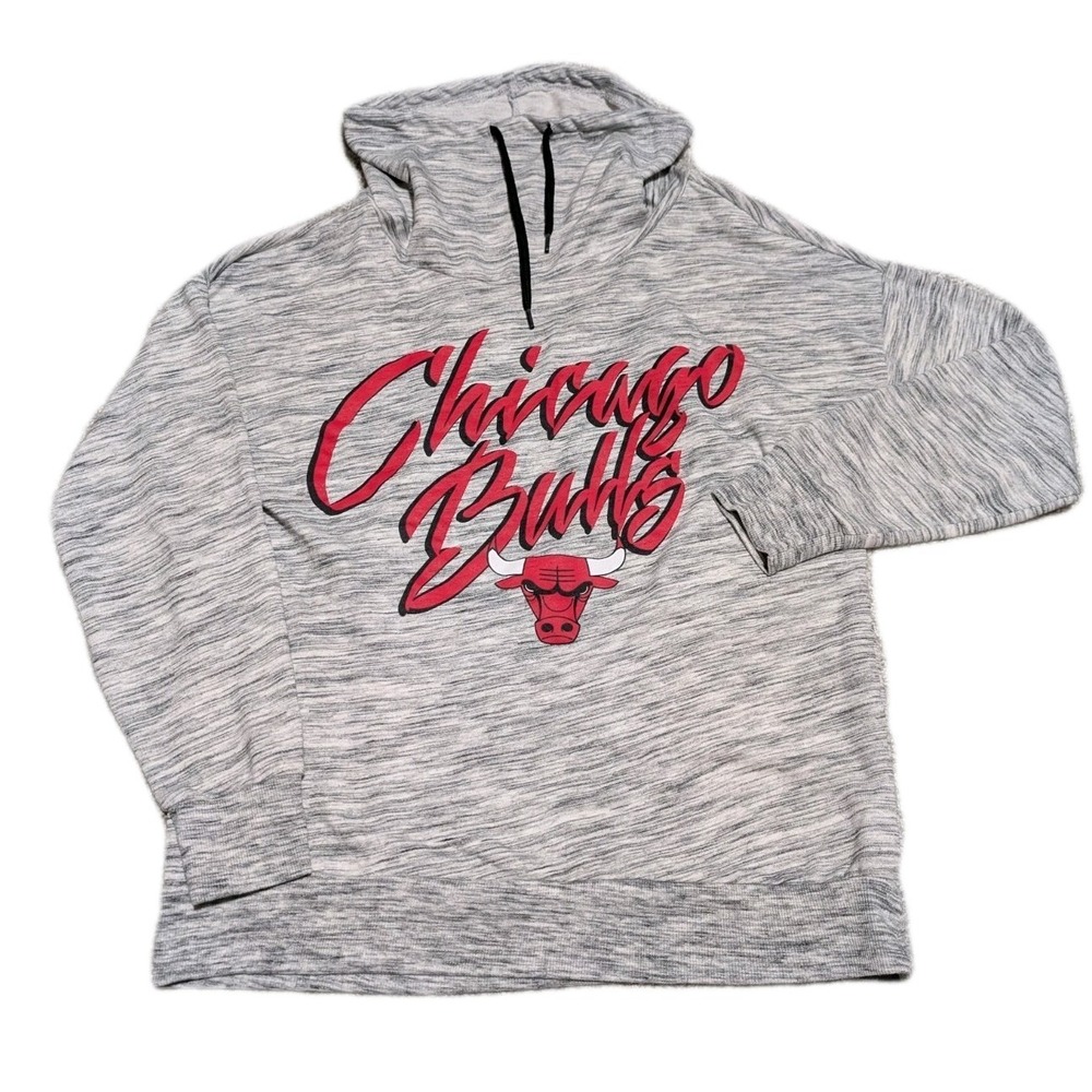 Chicago Bulls Cowl Neck Sweatshirt Hoodie Womens S Pullover Gray NBA Certified